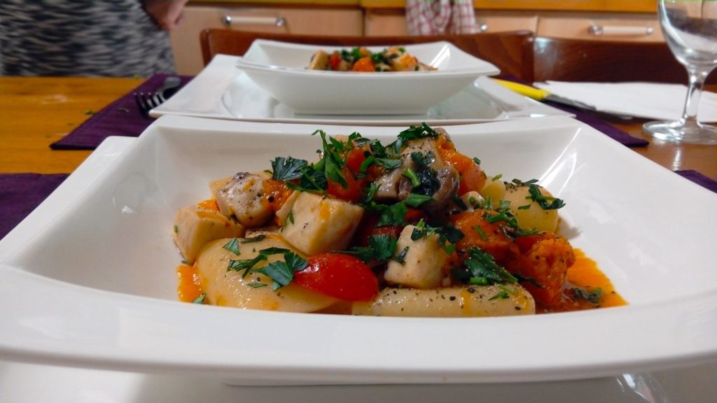 Paccheri con pesce spada e zucca