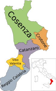 mappa calabria zona di origine del Pane ‘mbuttunatu Calabrese